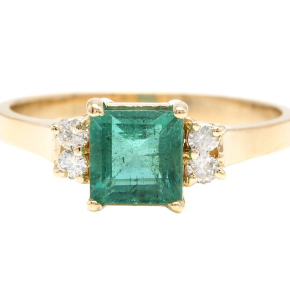 2.15 Ct Natural Emerald & Diamond 14KY Gold Ring
